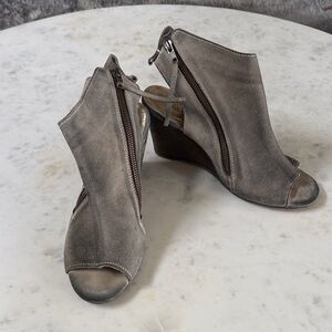 Gray Wedge Booties